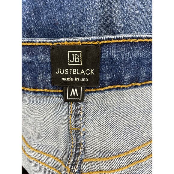 Just Black Denim Raw Hem Mini Skirt Women’s M Blue Stretch USA Made Americana - Picture 2 of 9